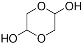 Glycolaldehyde dimer, crystalline, mixture of stereoisomers. Melts between 80 and 90Â C depending on stereoisomeric composition