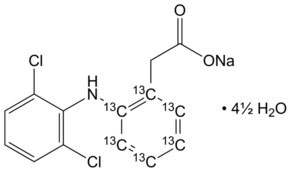 Diclofenac-(acetophenyl ring-13C6) sodium salt hemi(nonahydrate), VETRANAL(R), analytical standard