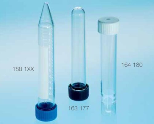 Provetta per centrifuga ps sterile con base 15 ml 17x120 mm fondo conico tappo vite blu conf. 100