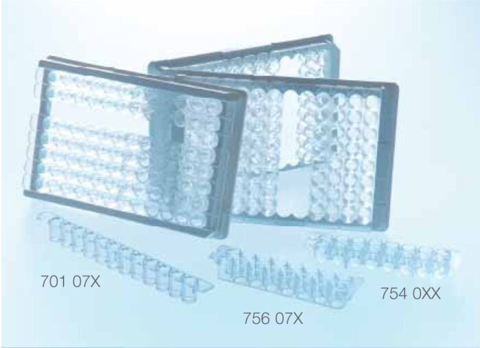 Piastra 96 pozzetti GREINER 12 strip 8 posti fondo U binding medio trasparente Microlon 200 conf 10