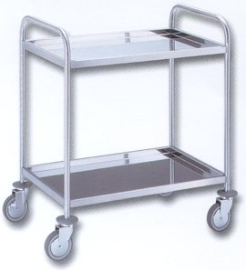 Carrello con ruote in acciaio inox 2 ripiani