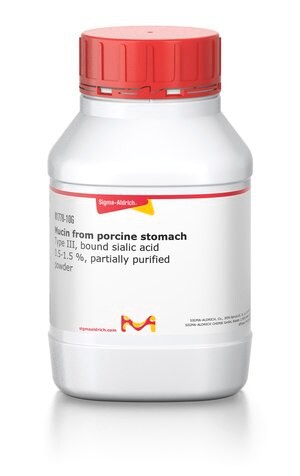 Mucin from porcine stomach, Type III, bound sialic acid 0.5-1.5 %, partially purified powder