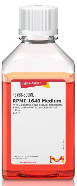 RPMI-1640 Medium, With L-glutamine and sodium bicarbonate, liquid, sterile-filtered, suitable for cell culture