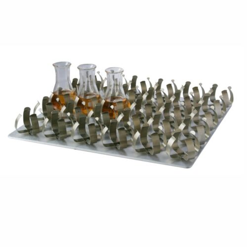 Piattaforma a 30 posti con clamps per beute da 100/150 ml.Dimensioni piattaforma 360x400 mm