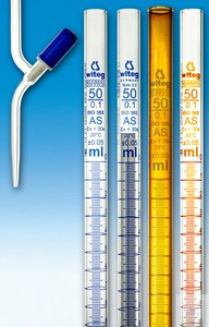 Buretta di Mohr classe AS vetro borosilicato ambrato 3.3 certificata DE-M rubinetto diritto PTFE di