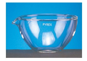 Capsula in vetro Pyrex®/Duran® fondo piano con becco ml 45