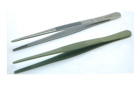 Pinza anatomica in acciaio inox con punte arrotondate lunghezza mm. 120