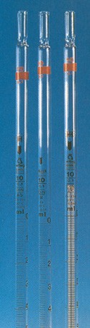 Pipette graduate vetro incolore scolamento totale ml 25 divisione 1/10 certificate DE-M